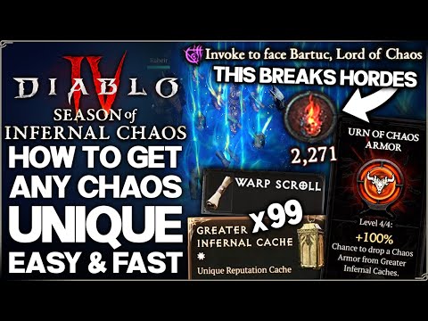 Diablo 4 - Get FAST EASY Chaos Unique Gear - New Season 10 Infernal Horde Chaos Uniques Farm Guide!