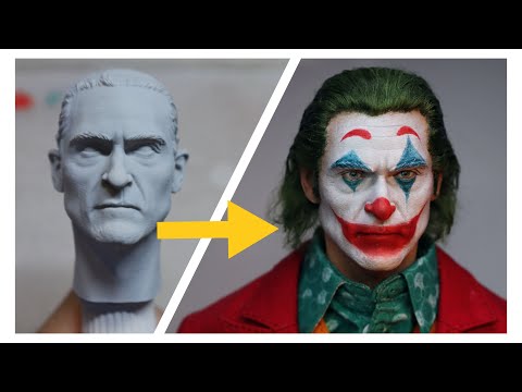 (Tutorial) 1/6 Joker (Joaquin Phoenix) Headsculpt painting+Hair Rooting Custom Figure 杰昆小丑模型头雕涂装植发教程