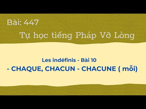 Bài 447-Tự học tiếng Pháp - Les indéfinis - Bài 10 - CHAQUE, CHACUN - CHACUNE (mỗi)