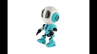 Robot ECHO opakující věty kovový 12cm modrý na baterie se zvukem se světlem v krabičce 10,5x15x5,5cm