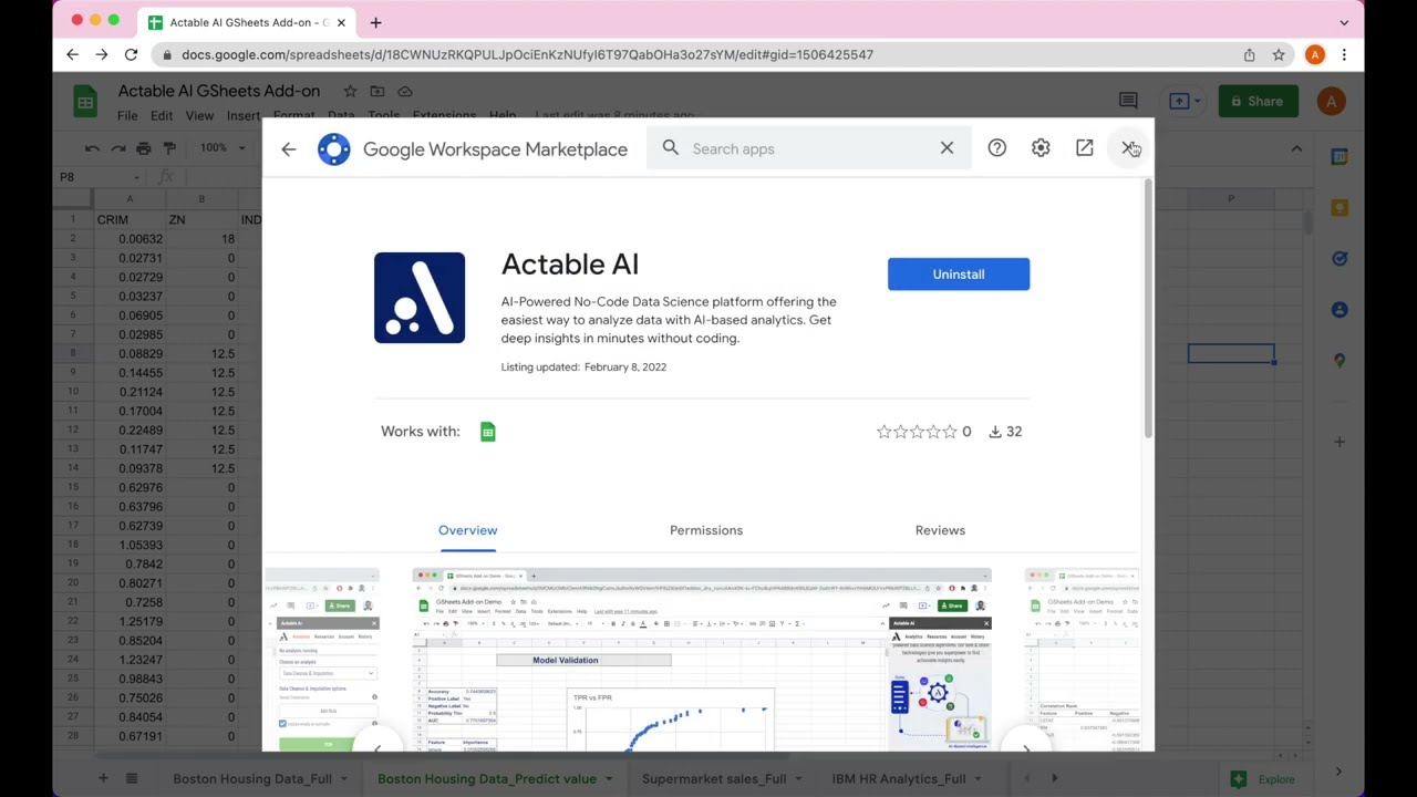 No-code advanced analytics with Google Sheets Add-on
