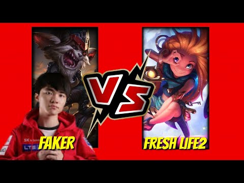 T1 faker(KLED MID) vs (ZOE MID)fresh life2 I LOL CHALLENGER RANK