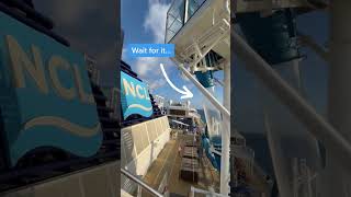Drop slide that goes over the side of the cruise ship 😱 #cruiseship #cruiseslide #norwegianjoy