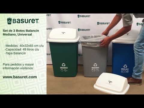 Set 3 Botes De Basura Ecológicos Para Reciclaje De 49 Lt | Mercado Libre