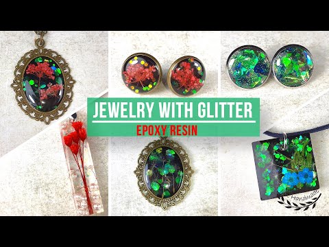 ~JustHandmade~ Easy to make epoxy resin jewelry with glitter - tutorial / DIY