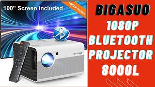 BIGASUO Home Bluetooth Movie Projector with Screen 4K Supported 8000L Review