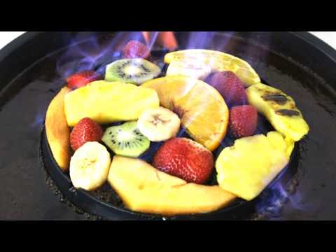 Chocolate fondue with grilled fruits with the TomYang BBQ - Original Thai Grill & Hot Pot
