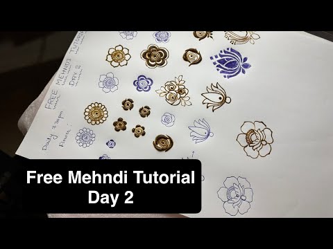 Free Mehndi Tutorial Day 2 | Step by step flowers design #flowermehndi #floralmehndi #flowerhenna 