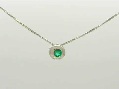 Emerald Necklace in 18K White Gold N-GS-025W by www.QueenEmerald.com