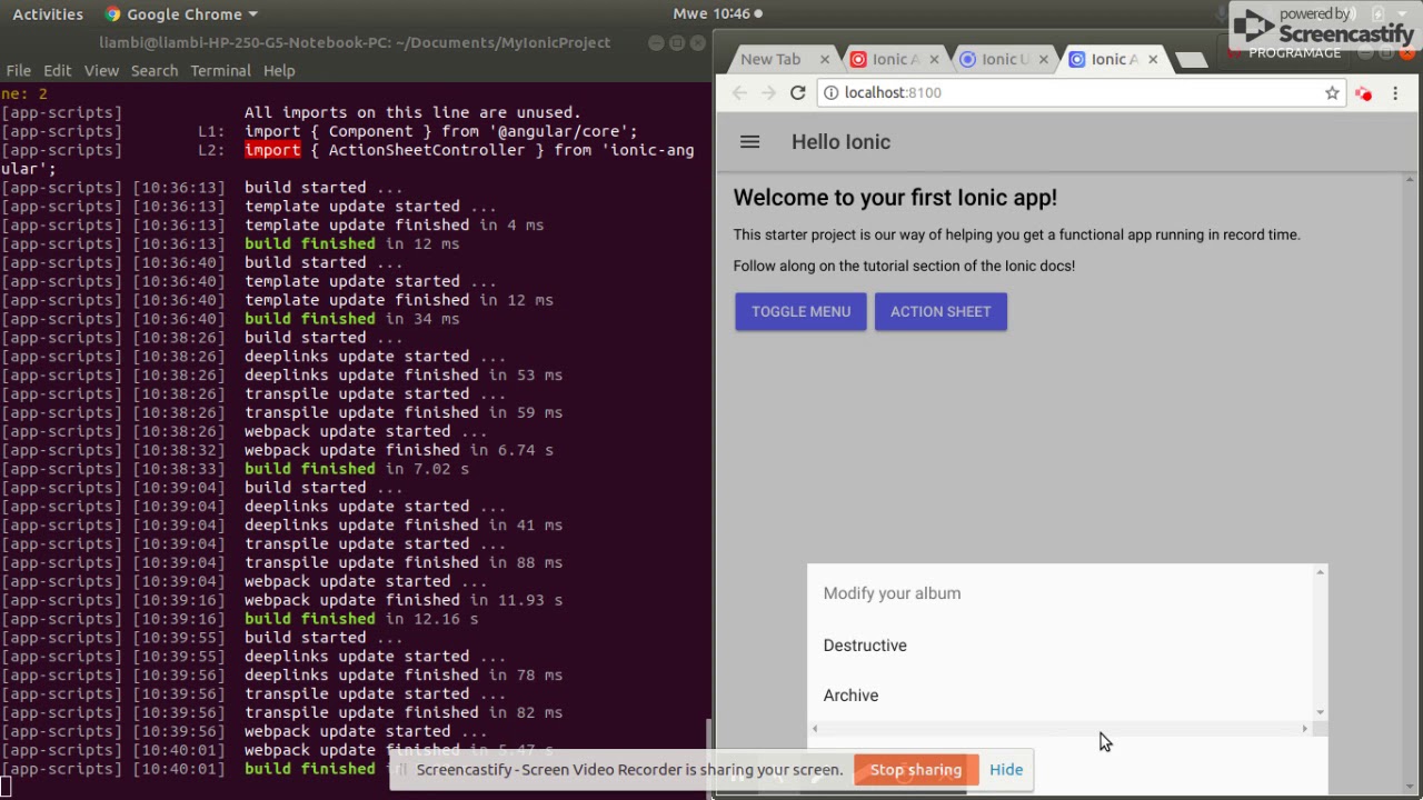 Ionic 3 Tutorial (Part 6) - UI Components - Action Sheets