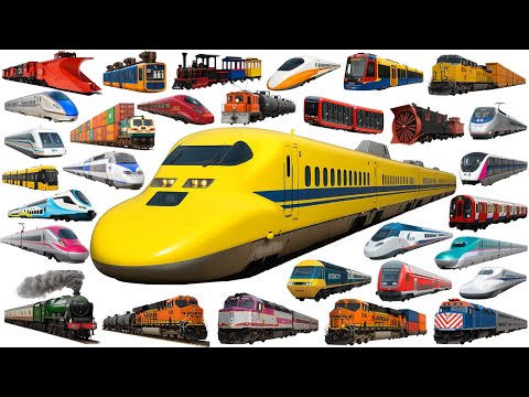 50 Types of Trains for Kids | Bullet Trains, Subway, Steam & High-Speed Trains | Learn Train Names