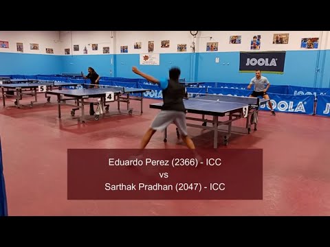 Eduardo Perez (2366) vs Sarthak Pradhan (2047) at ICC TT League on 2-12-2022