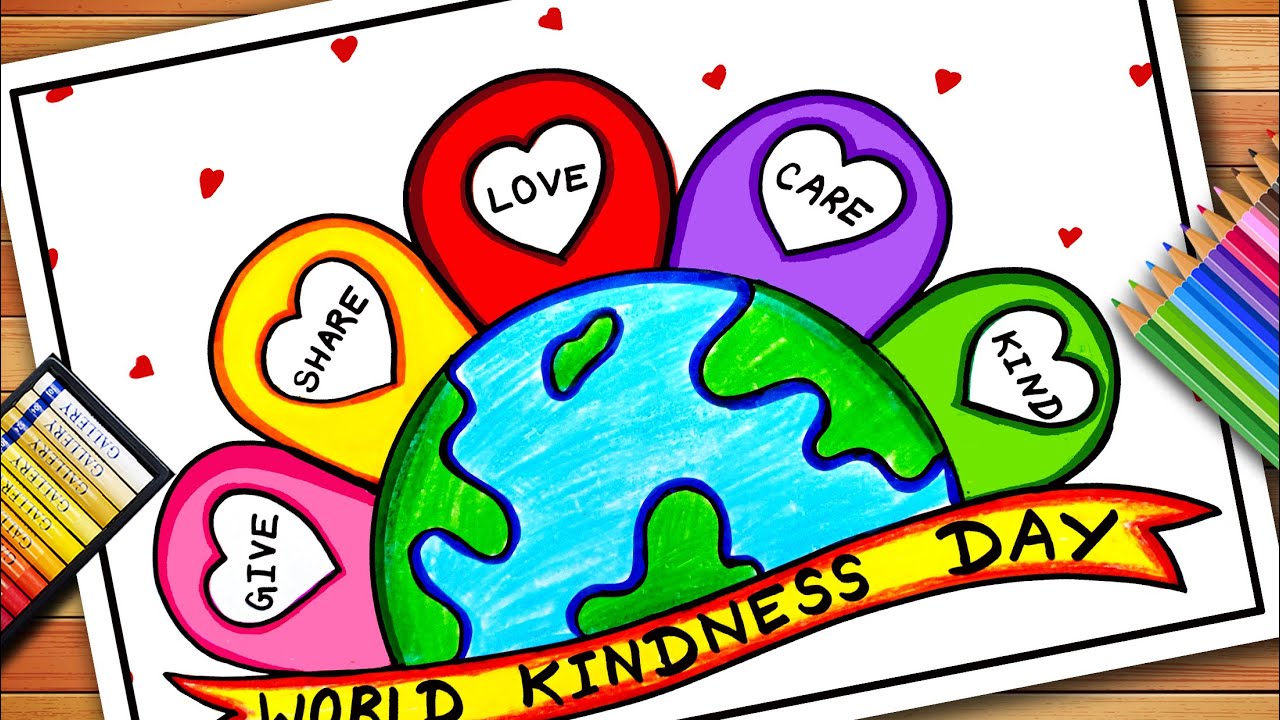 World Kindness Day Easy Drawing | World Kindness Day Easy Poster | Happy World Kindness Day Drawing