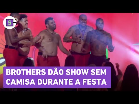 BBB 24: Brothers dão show sem camisa durante a festa da Kibon