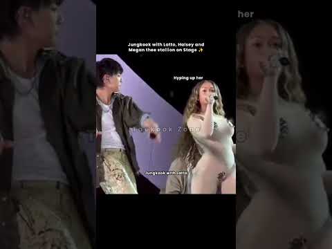 Jungkook with #Halsey, #MeganTheeStallion & #Latto on stage✨ #bts #jungkook #ddaengbts #kpop