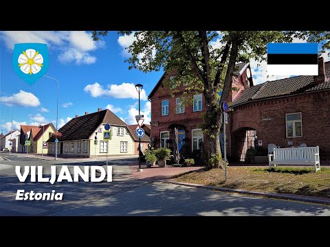 Viljandi, Estonia. A walk in the city centre. 4K