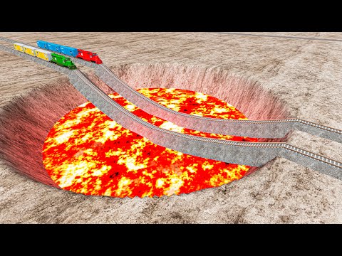 Impossible Weird Wave Rail Tracks Vs Trains Crossing - BeamNG.Drive