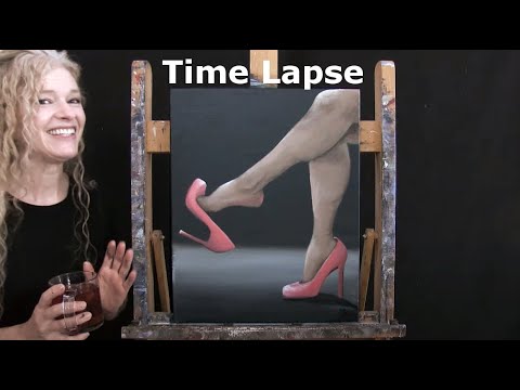 PAINTING TIME LAPSE - Learn How to Draw and Paint "LADY LEGS" - Fun Easy Acrylic Painting Tutorial