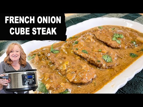 Crockpot FRENCH ONION CUBE STEAK, A Slow Cooker Cube Steak Recipe, Dinner Ideas
