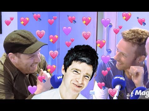 chris and jonny (coldplay) talking lovely things about noel gallagher for 3 minutes straight