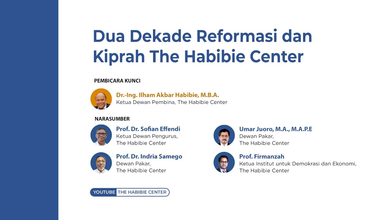 Webinar HUT Ke-21 The Habibie Center "Dua Dekade Reformasi dan Kiprah The Habibie Center"