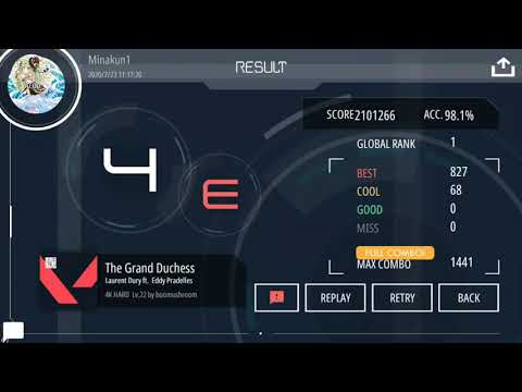 [Malody](Laurent Dury ft.  Eddy Pradelles-The Grand Duchess)(4K HARD Lv.22)(Judge E)(Acc 98.1%)(FC)