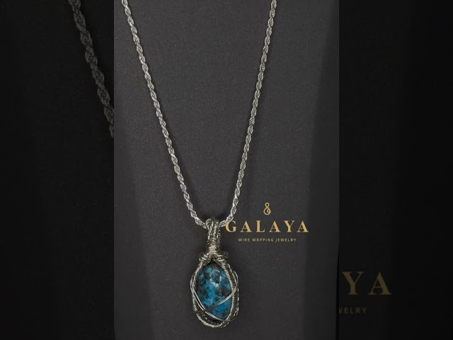 قلادة من الفضة الخالص مع حجر النيستبوري الإيراني -...