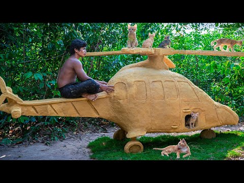Build New Style Mud Helicopter For Homless Cats