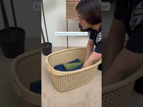 Gambar Stora Keranjang Laundry Woven Dengan Handle 60x38.5x27 cm - Krem