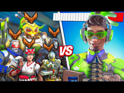 1 BUFFED Top 500 Lucio VS 5 Bronze Players - Who wins?! (ft. Eskay)