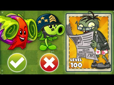 PvZ 2 All Plants With 1 Plant Food VS Level 100 Newspaper Zombie Who Will Win?