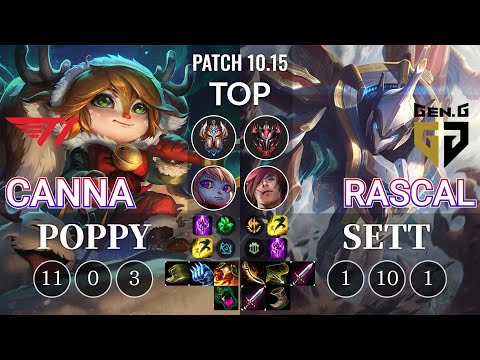 T1 Canna Poppy vs GEN Rascal Sett Top - KR Patch 10.15