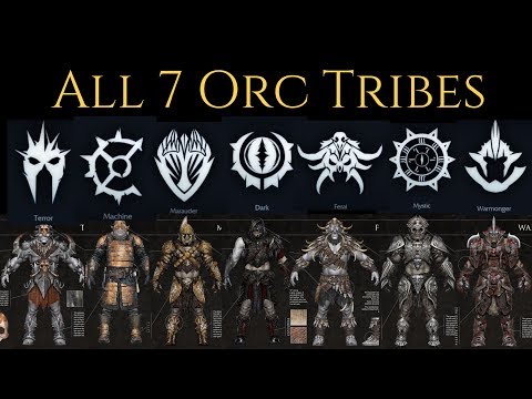 Middle Earth: Shadow Of War - All 7 Orc Tribes Gameplay Trailers ( Base Game Tribes )
