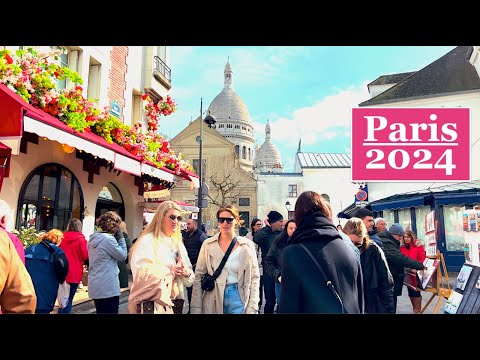 Paris, France 🇨🇵 - HDR walk in Montmartre, Paris | Paris 4K HDR | 4K Paris Spring 2024