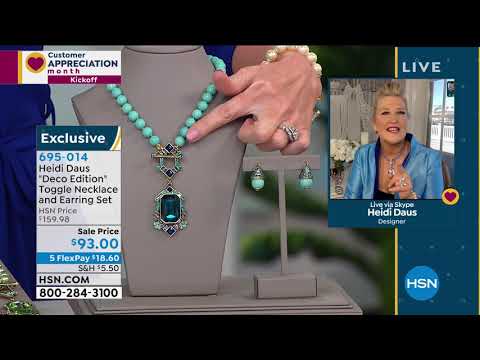 Heidi Daus "Deco Edition" Beaded Toggle Necklace and Ear...