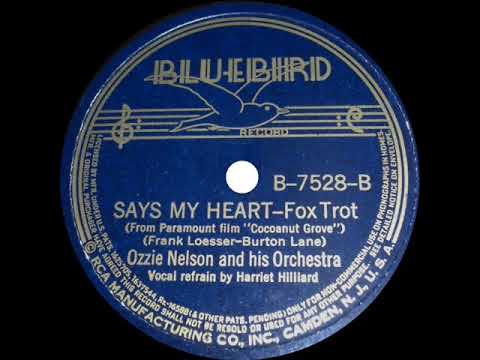 1938 HITS ARCHIVE: Says My Heart - Ozzie Nelson (Harriet Hilliard, vocal)