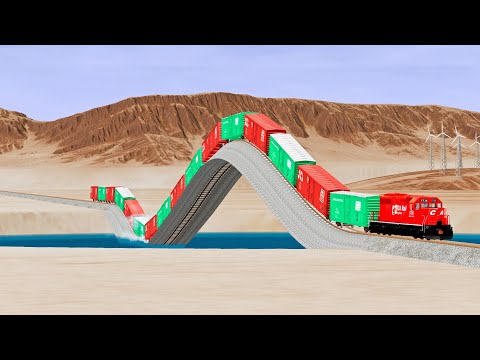 Trains vs Vertical Snaked Rail Tracks - Beamng Drive
