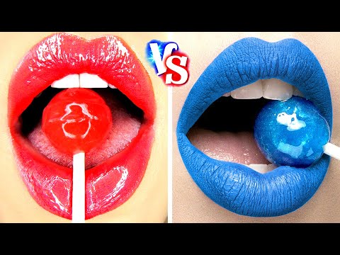 SFIDA COLORE ROSSO VS BLU || Mangia tutto solo di 1 colore per 24 ore di GOTCHA!