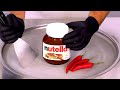How To Make Nutella Chili Ice Cream Rolls Satisfying Visual ASMR ️
