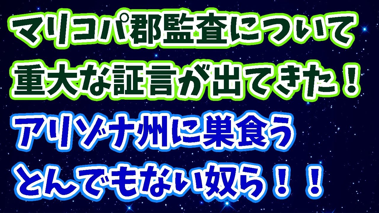 マリコパ郡監査について超ヤバい証言が出てきた！アリゾナに巣食う奴ら！！
