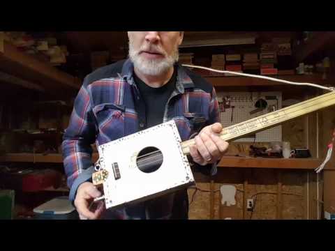 3 String Cigar Box Guitar with internal Reverb Springs (#105)