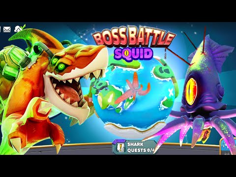 BIG MELTDOWN SHARK VD COLOSSAL SQUID BOSS - APEX SHARK VS KRAKEN MONSTER - HUNGRY SHARK WORLD GAME