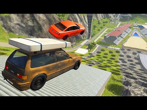 Crazy Vehicle Stairs Jumps Down With Massive Potholes #2 (Crash Test) - BeamNG.Drive Stairs Jumps