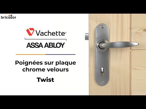 Poignées de porte sur petites plaques - ton chromé velours - Twist VACHETTE