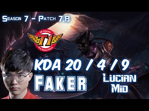 SKT T1 Faker LUCIAN vs KARMA Mid - Patch 7.8 KR Ranked
