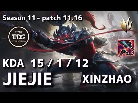 【韓国サーバー/C1】EDG Jiejie シンジャオ(Xinzhao) VS カーサス(Karthus) JG - Patch11.16 KR Ranked【LoL】