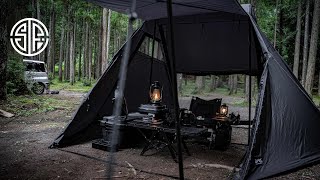 【4Kキャンプ】#47 新幕引っ提げ、無骨黒ギアキャンプ！パップテントの概念を覆す、ギミック満載、通気性抜群。【ブラックキャンプ】【gimmick】M8【キャンプギア】