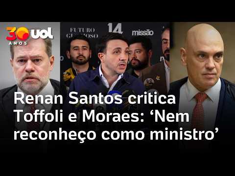 Renan Santos critica Toffoli e Moraes: ‘Nem reconheço como ministro’
