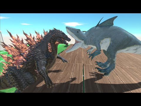 GOJIRA GODZILLA VS KING SHARK WHO WILL WIN - Animal Revolt Battle Simulator