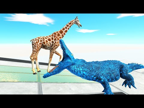GIANT BLUE PURUSSAURUS ATTACK UNITS ON DESCENT | ANIMAL REVOLT BATTLE SIMULATOR